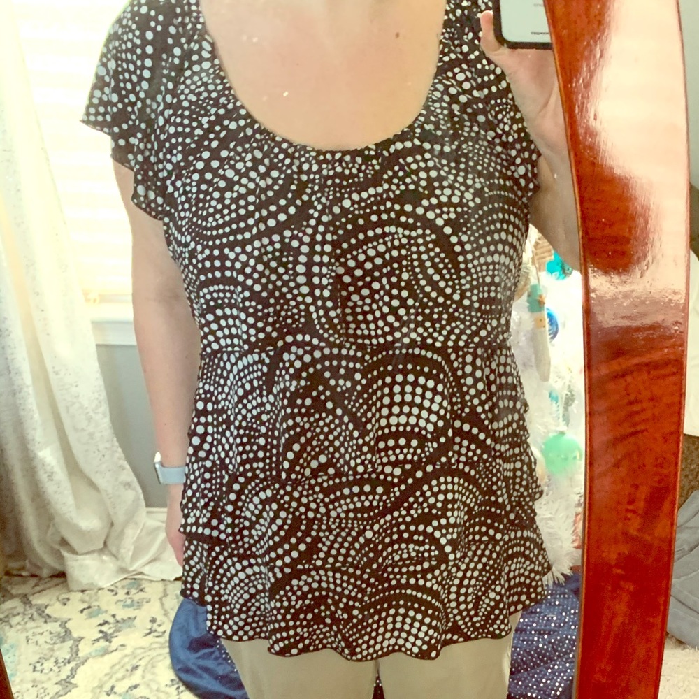 Black top with white polka dots